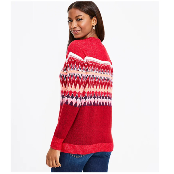 NWT LOFT Ruby Rust Red Fair Isle Everyday Sweater - SIZE XL - Picture 5 of 8
